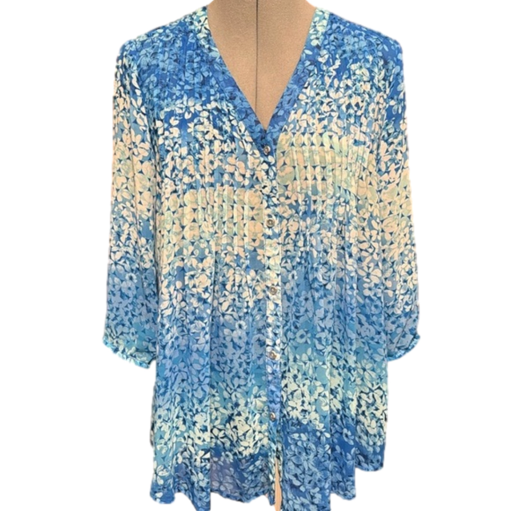 NY Collection V-Neck Blouse Size S